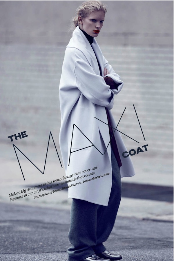 The Maxi Coat: Ilse De Boer By Bruno Staub for Uk Elle October 2013