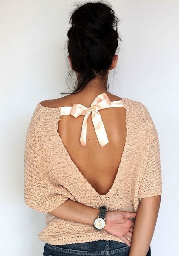 Satiininauhalla sidottu kesäneule : Bow back summer sweater