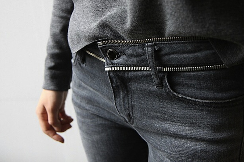 zipper denim jeans belt