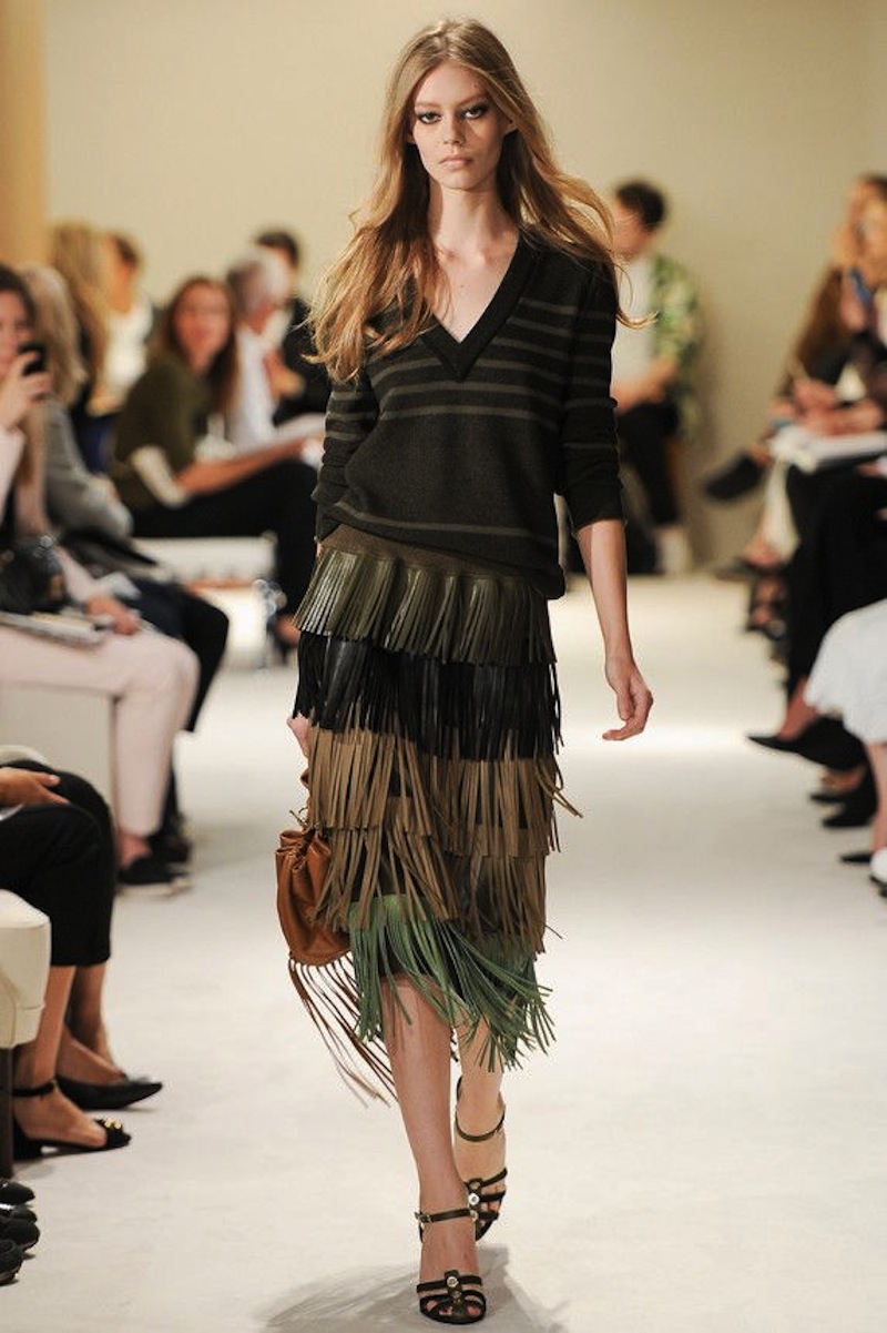Sonia Rykiel SS2015 fringe leather skirt