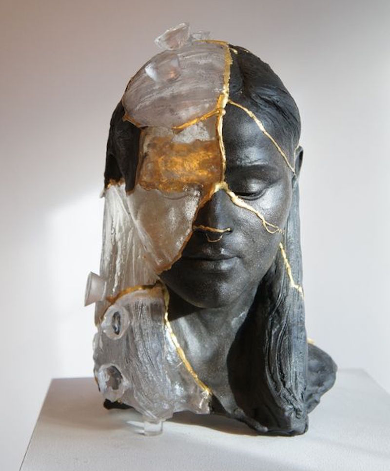 Billie Bond sculpture 2014 Kintsugi Head