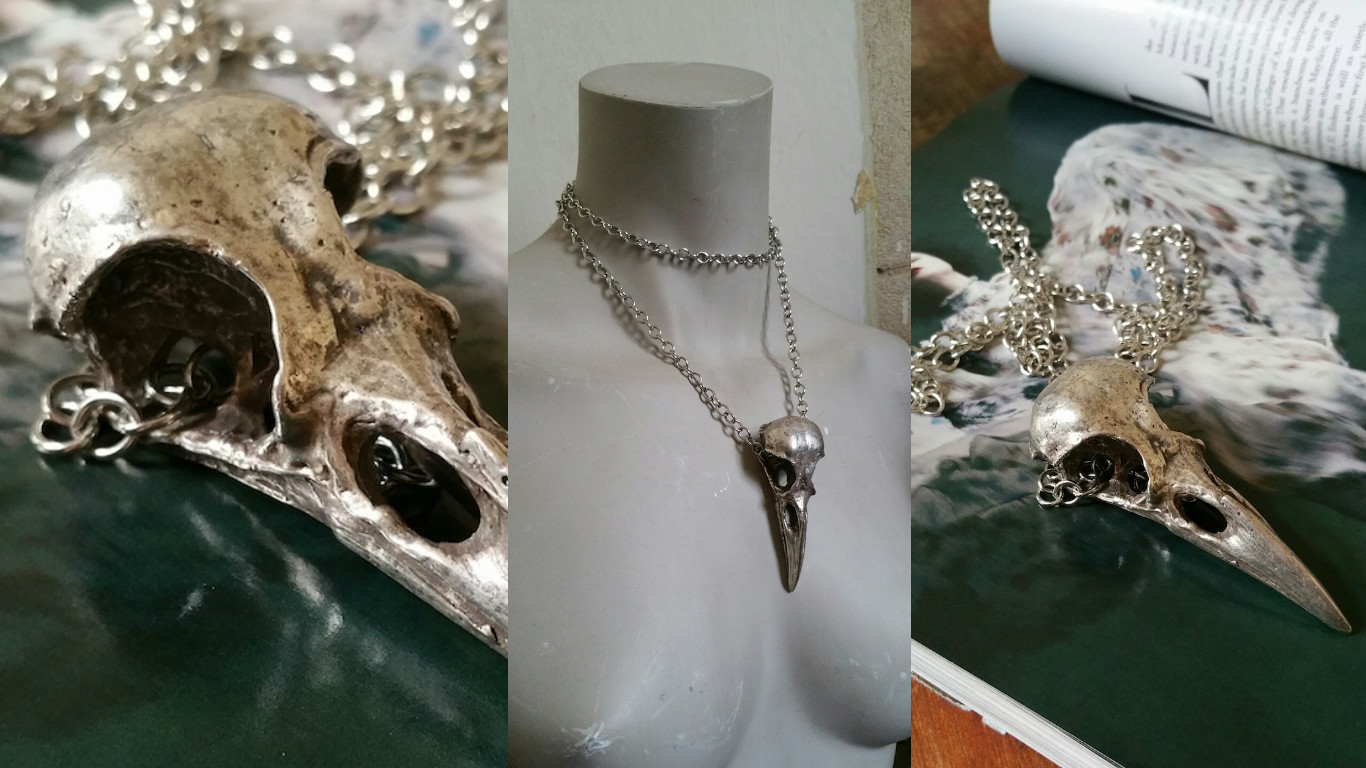 Zadaa app bird skull necklace collage